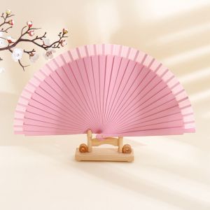 DEER Simple Spanish Plain Fan Handmade Solid Color Decorative Props Fan Multicolor Art Craft Pure Wood Folding Fan Props