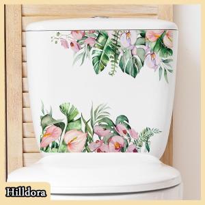 [Hilldora] Green Plant Leaves Flower Wall Sticker Bathroom Toilet Decor Living Room Cabinet Home Decoration Decals Beautify Self Adhesive Mural