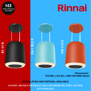 RINNAI RH-D3154 ICONIC DESIGN PENDANT ISLAND HOOD PLASMA FILTER TECHNOLOGY + 2 YEARS WARRANTY