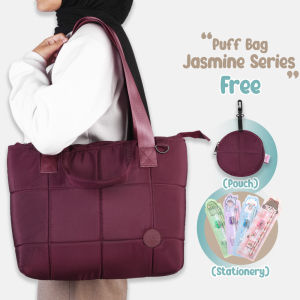 Tas Totebag Wanita Puff Tas Bahu Wanita Lily Series Warna Merah maroon By GVRL Station
