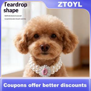 【ZTOYL】 Fashionable Double-layer Pearl Pet Necklace Cute Exquisite Cat Dog Collar Adjustable Necklace Decoration Pet Supplie Accessories
