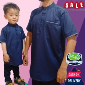 (ANAK-DEWASA) Baju Koko Kurta Couple Anak & Ayah Bahan Toyobo Premium Adem Serap Keringat Koko Cowok Terbaru Tangan Pendek Baju Takwa Laki Atasan Muslim Lengan Pendek