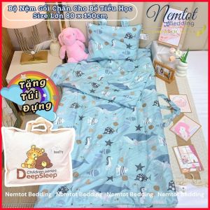 🌈BÉ TIỂU HỌC🌈Bộ Nệm Gối Chăn Cho Bé 80x150cm Lyocell Viscose Mềm Mát Tặng Túi Đựng - Nemtot Bedding