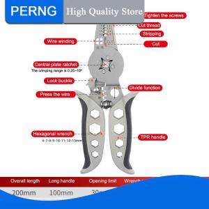 [PERNG] Tehe Multifunctional Electrician Pliers Wire Stripper Wire Separator Cutting Winding Crimping Tool For Cable Repair Installation