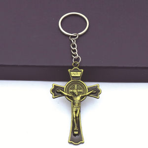Ly eagle Factory wholesale 316L stainless steel St Benedict Keychain Jesus CSBP allergy resistant keychain bronze series