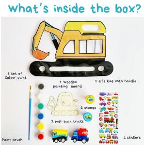 Kids birthday goodie bag gift return gift construction truck  set excavator theme gift toy pullback car