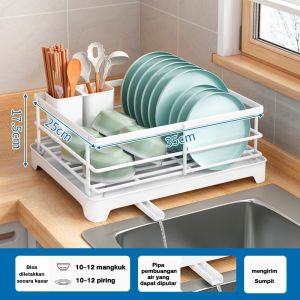 Rak Piring Dapur Stainless Steel Rak Cuci Piring Wastafel Rak Pengering Piring Mangkuk dengan