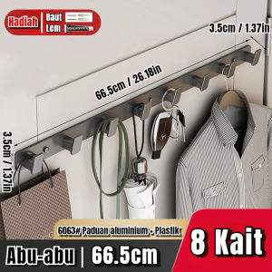 Gantungan Baju Pintu Bor Bebas Aluminium PlastikTebal Pakaian Pintu Kait Dinding Gantungan Penyimpanan Kamar Mandi Toilet Rak Gantung Hook 4 5 6 8 Kait Abu-abu