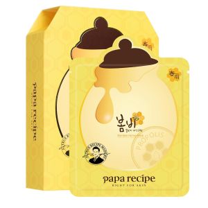 Papa Recipe Bombee Black Honey Sheet Mask 10 Sheets - Suitable for Sensitive Skin Purifies Pores & Smoothes Skin Texture for Clearer Skin Korean Skincare Face Mask for Dry & Dull Skin
