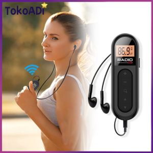 Wired 3.5MM Headphones FM RADIO Receiver Portable Mini Rechargeable Backlight LCD Display Headphone Berkabel