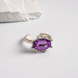 WININ Adjustable Rhinestone Open Ring Alloy Colorful Knuckle Ring Personalized Vintage Y2K Stackable Ring Women Girls