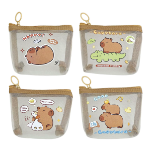 Cute Capybara Mesh Purse Lightweight And Breathable Change Bag Storage Organizer For Storing And Small Items