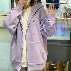 Zipper Hoodie 2024 Autumn Winter New Womens Oversize Hoodie High Street Fashion Brand ins American Top