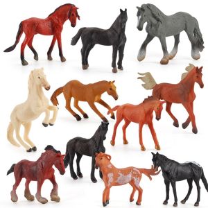 ESFDGL Realistic Pasture Farm Morgan Stallion Figurines for Kids Arabian Simulation Pony Educational Toys Horse Miniature Ornaments Animal Models