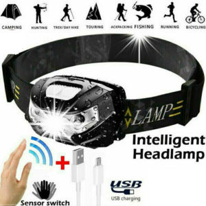 Super Bright Waterproof Headlight Intelligent Sensor Fishing USB Torch Flashlight Head Light Headlamp