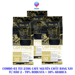 COMBO 03 TÚI 250G CÀ PHÊ NGUYÊN CHẤT RANG XAY COFPRIDE TỰ HÀO 2 (70%ROBUSTA + 30%ARABICA) - YOOSOO