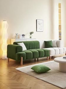 Technology Fabric Solid Wood Sofa Modern Minimalist Living Room Nordic Cream Style Sofa for Three People Ins