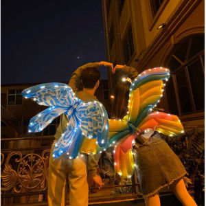 LED Foil Balon Sayap Kupu-Kupu Balon Party Decor Dress Up Ballon Angel Wing Butterfly Dengan Lampu LED