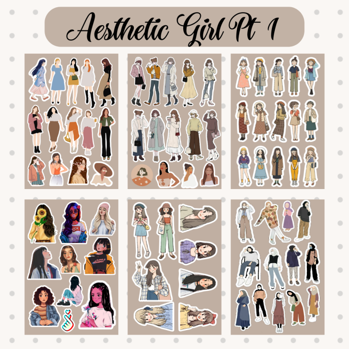 [PART 1] Aesthetic Girl Stickers /stiker aesthetic/stiker untuk jurnal ...