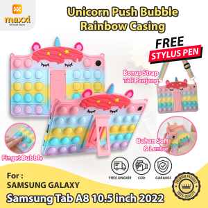 Samsung Tab A8 10.5 inch 2022 X200 X205 Softcase Unicorn Bubble Pop It Case Casing Anak Lucu Standing