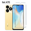 4in1 for Itel A70 phone Case +back film+camera lens film+ clear tempered glass film Transparent Back Cover  Shockproof Protective Shell. 