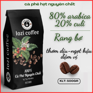 500g Cà phê rang bơ (MIX: 80%arabica & 20% culi) thơm ngon hậu vị 500g/ 1 bịch