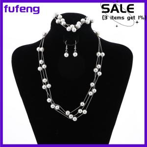 fufeng Fashion Multilayer Necklace Earrings Bracelet Jewelry Set Wedding Bridal