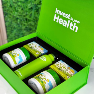 SBG Gift Box – Salveo Barley Grass Essentials Set | 2 Salveo Jars 4 On-the-Go Sachets 1 Salveo Flask | Premium Wellness Gift Box