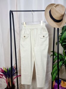 BKK Womens Linen Trouser Pants Korean Casual Style