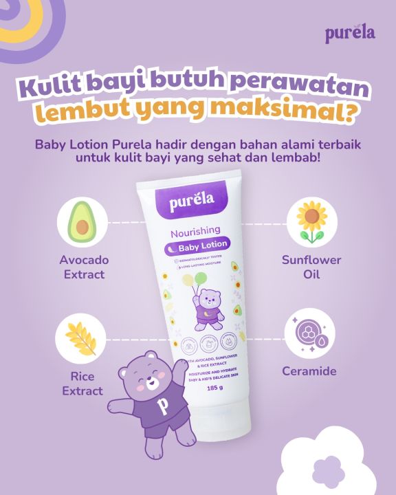Purela%20Nourishing%20Baby%20Lotion%20185ml%20%E2%80%93%20Melembapkan%20&%20Menutrisi%20Kulit%20Bayi%20dan%20Anak,%20Cepat%20Meresap%20&%20Lembut%20di%20Kulit%20Halal%20BPOM%20-%20Image%204