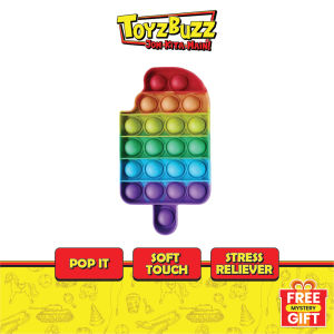 Toyz Buzz Pop It Fidget Push Bubble rainbow colour toy variety design ice cream | among us | spaceship | unicorn | round