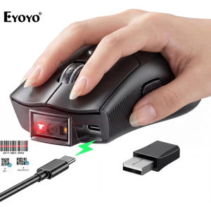 [🚚Local Fast delivery🚚]Eyoyo Mouse Scanner Wireless Portable USB Barcode Scanner with Ergonomic Grip Long Battery Life for Scanning 1D 2D QR Code in Home Office Store Small Business Inventory