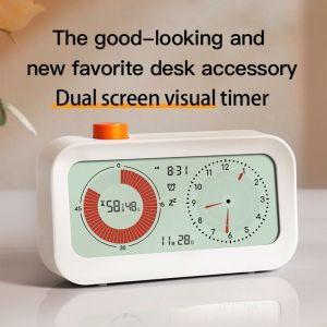NJJU Count Up/Down Function Visual Timer Calendar Display Digital Alarm Clock Multi functional Snooze Setting Kitchen Timer Home Cook Food Tools