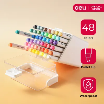 Deli C192-48 Color Wow Acrylic Marker Strong Coverage with Case 48 Colors