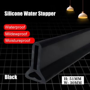50mm High Bendable Shower Door Dam Water Stopper Collapsible Shower Threshold Water Barrier Waterproof Strip for Bathroom Kitchen (height 5.0cmLength 1.5m)