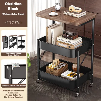 BMZAR Utility Trolley Cart Organizer Rack kitchen Storage Rack with Wheels Bedside Cabinet Bedside Table