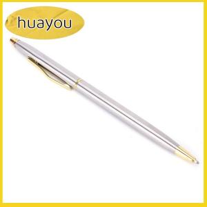 huayou ปากกาลูกลื่นโลหะ1ชิ้นเครื่องเขียนปากกาหมุนก้านสแตนเลสปากกาลูกลื่น