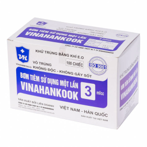 VINAHANKOOK Bơm tiêm sử dụng 1 lần Vinahankook 3ml/CC ( Hộp 100 cây) dùng trong cơ sơ y tế chuỗi tiêm chung nhà thuốc