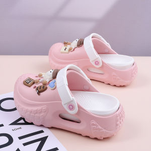 Free Shipping New Summer High-Heeled Closed-Toe Clogs For Women Slip-Resistant Suitable For Outdoor Wear Height-Increasing Thick-Soled Non-Slip
