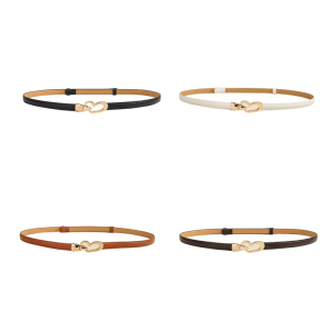 Adjustable PU Leather Waist Belt for Women Heart Shaped Clasp Waist Girdle Lightweight Fashion Waist Accessory