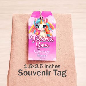 Unicorn Souvenir Tag - Rainbow Girl Birthday Dedication Card - Give Tag