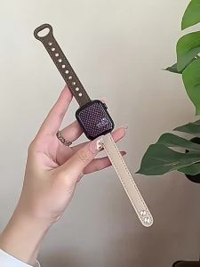 Tương thích với Apple Watch apple watch12 Da thật eo thon iwatch8910/11 Dây đồng hồ hai chốt co rút