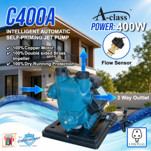 A-CLASS C400A Intelligent Automatic Self Priming Jet Pump 400W 0.5HP | Smart House Water Pump | Automatic Pressure Booster Pump | Home Water Pressure Pump / Pam Air Rumah / 水泵