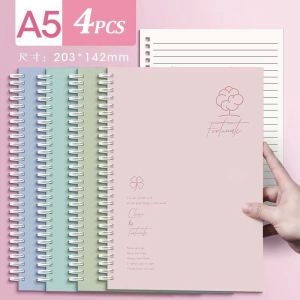 4PCS A5 Spiral Notebook Set Morandi Solid Colors Spring Notebook Aesthetic NoteBook Student Thickened Notepad 60 Sheets Note book 21x14cm