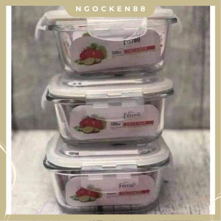 Thố thủy tinh chịu nhiệt Ferroli có nắp tiện lợi cao cấp – Ngọc Ken ...