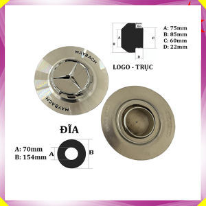 Logo chụp mâm ốp lazang bánh xe ô tô Maybach MB-002 đường kính đĩa ngoài 154mm