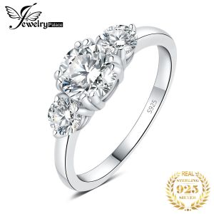 JewelryPalace Moissanite GRA D Color 1.4ct 925 Sterling Silver 3 Stone Wedding Engagement Ring for Woman Luxury Ring