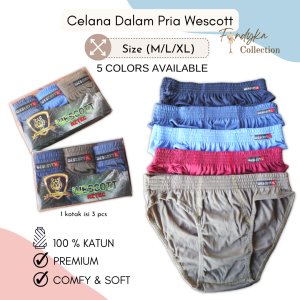 3 PCS Celana Dalam Pria Dewasa Sempak Cowok Wescott Sempak Segitiga M L XL CD Pria Premium Bahan Katun