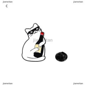 [COD] jiameitan เข็มกลัดแมวการ์ตูนสีขาวสำหรับไวน์แดงกระเป๋าเป้สะพายหลังน่ารักอุปกรณ์ตกแต่งเสื้อผ้าป้ายโลหะผสมสังกะสี