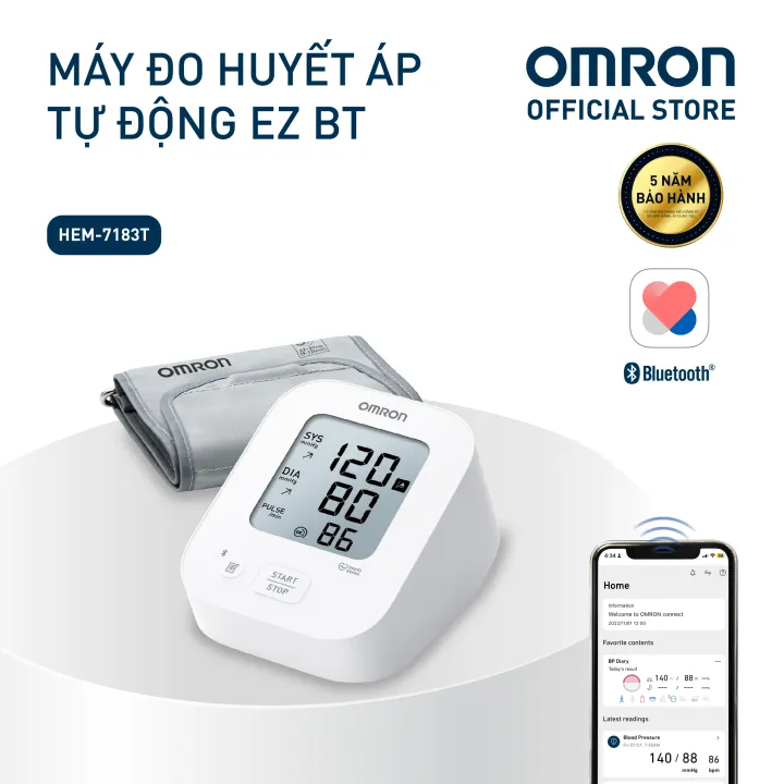 Máy Đo Huyết Áp Bluetooth OMRON EZ BT HEM-7183T1-AP - Không kèm Adapter - Bảo hành 5 năm